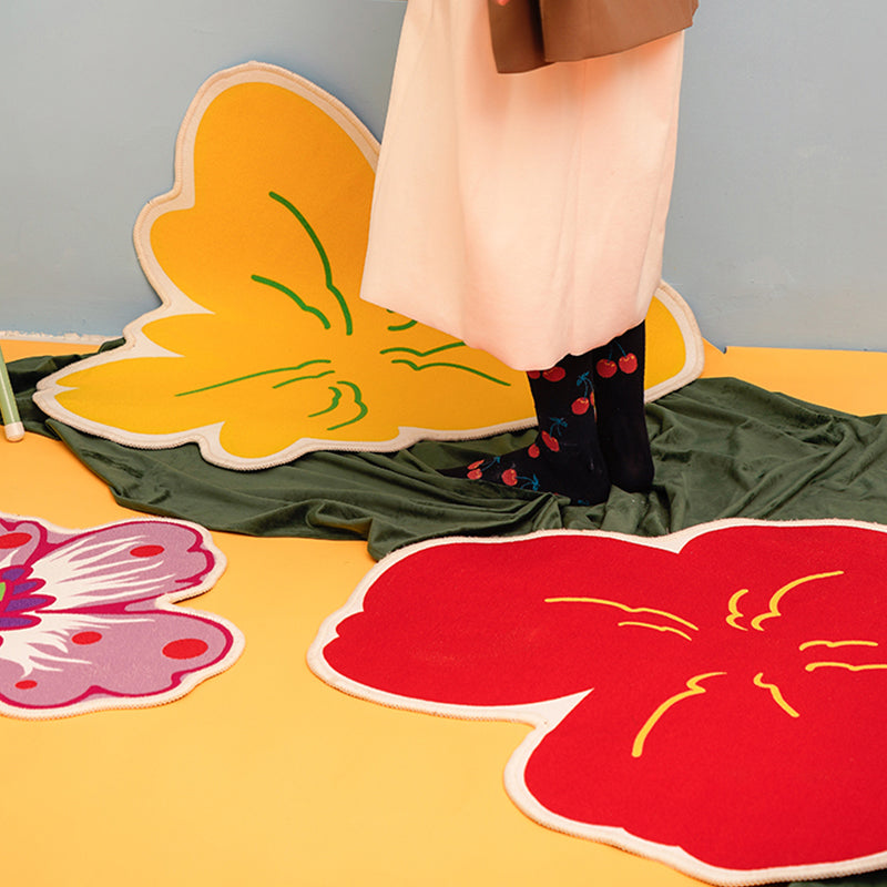 Novelty Shape Plant Rug Multi Colored Decorative Rug Polypropylene Anti-slip Back Stain-resistant Rug for Room