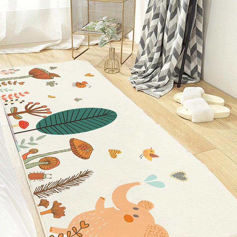 Fancy Cartoon Print Rug Multicolored Cotton Blend Indoor Rug Non-Slip Back Machine Washable Rug for the Bedroom