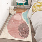 Western Bedroom Carpet Multicolored Color Block Indoor Carpet Polyester Non-Slip Underlay Machine Washable Rug