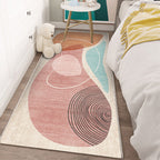 Western Bedroom Carpet Multicolored Color Block Indoor Carpet Polyester Non-Slip Underlay Machine Washable Rug