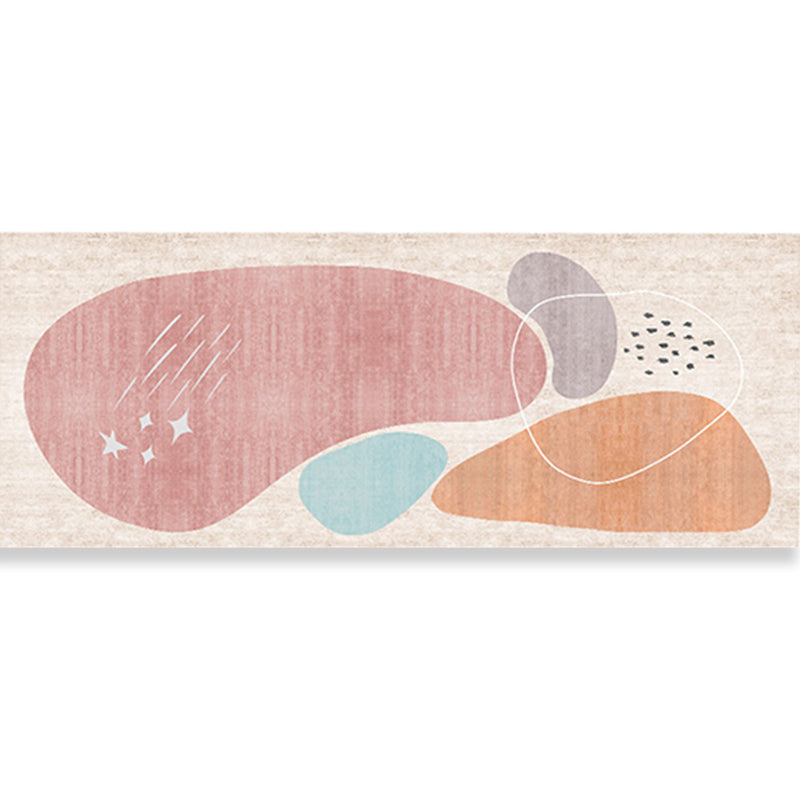 Western Bedroom Carpet Multicolored Color Block Indoor Carpet Polyester Non-Slip Underlay Machine Washable Rug
