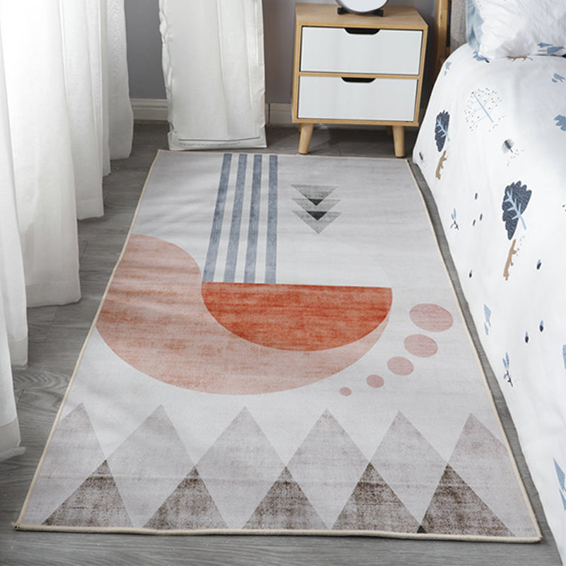 Scandinavian Bedroom Rug Multicolor Color Blocked Indoor Rug Synthetic Non-slip Machine Washable Carpet