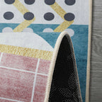 Scandinavian Bedroom Rug Multicolor Color Blocked Indoor Rug Synthetic Non-slip Machine Washable Carpet