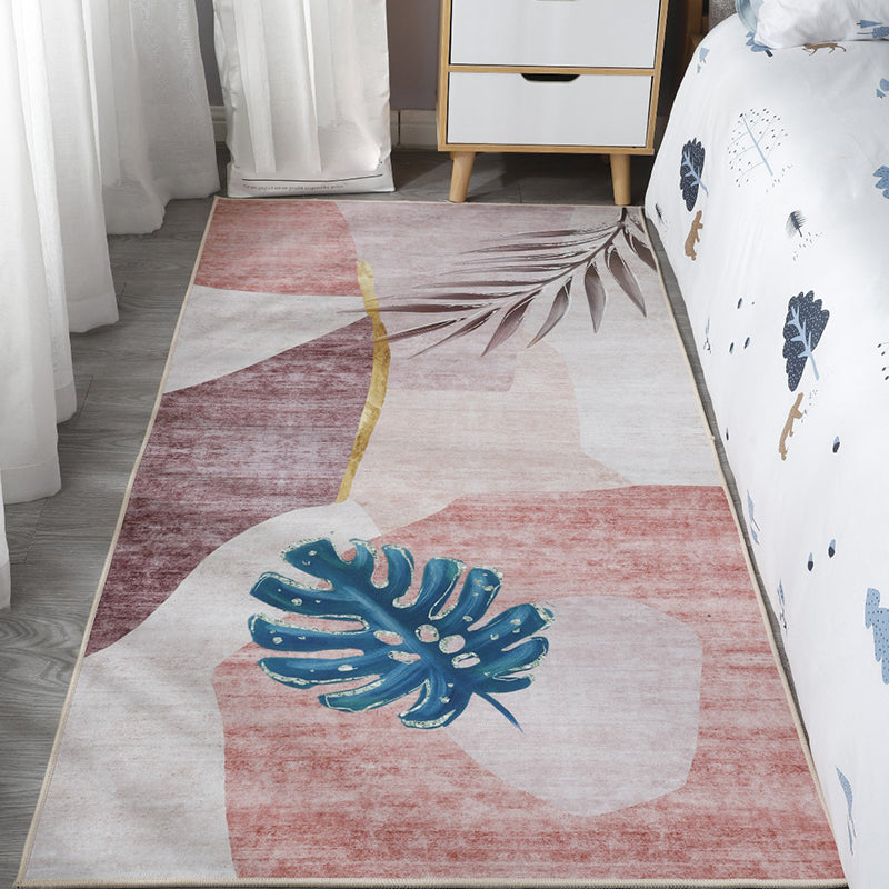 Scandinavian Bedroom Rug Multicolor Color Blocked Indoor Rug Synthetic Non-slip Machine Washable Carpet
