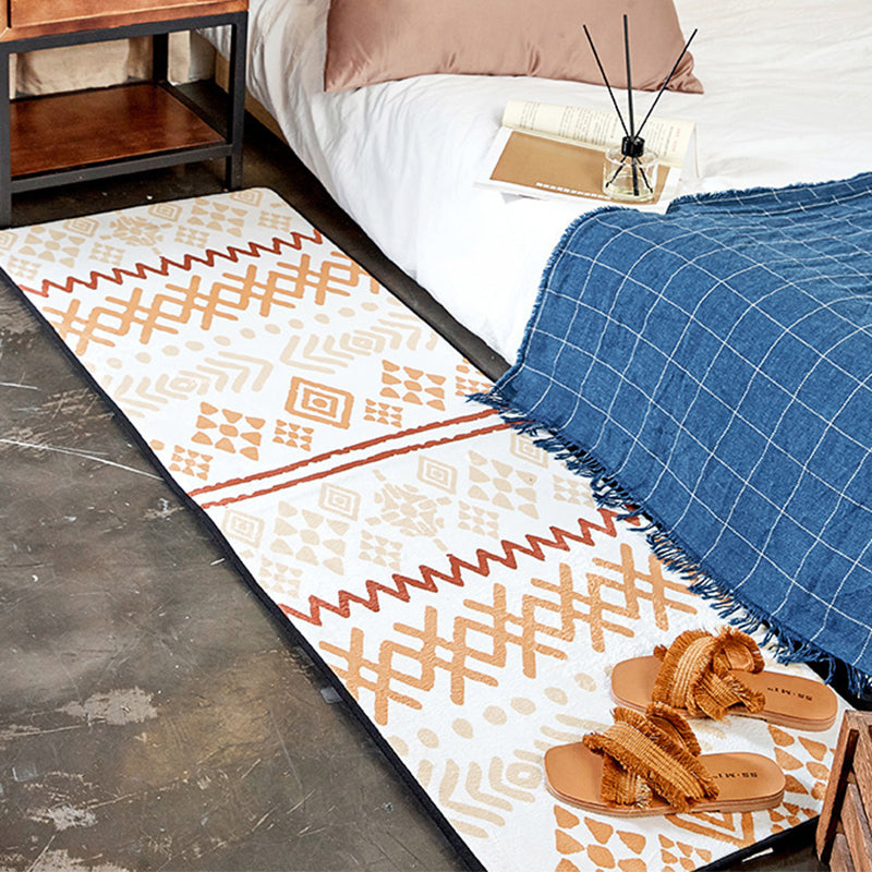 Moroccan Bedroom Rug Multicolor Tribal Print Area Rug Polypropylene Non-Slip Washable Easy Care Rug