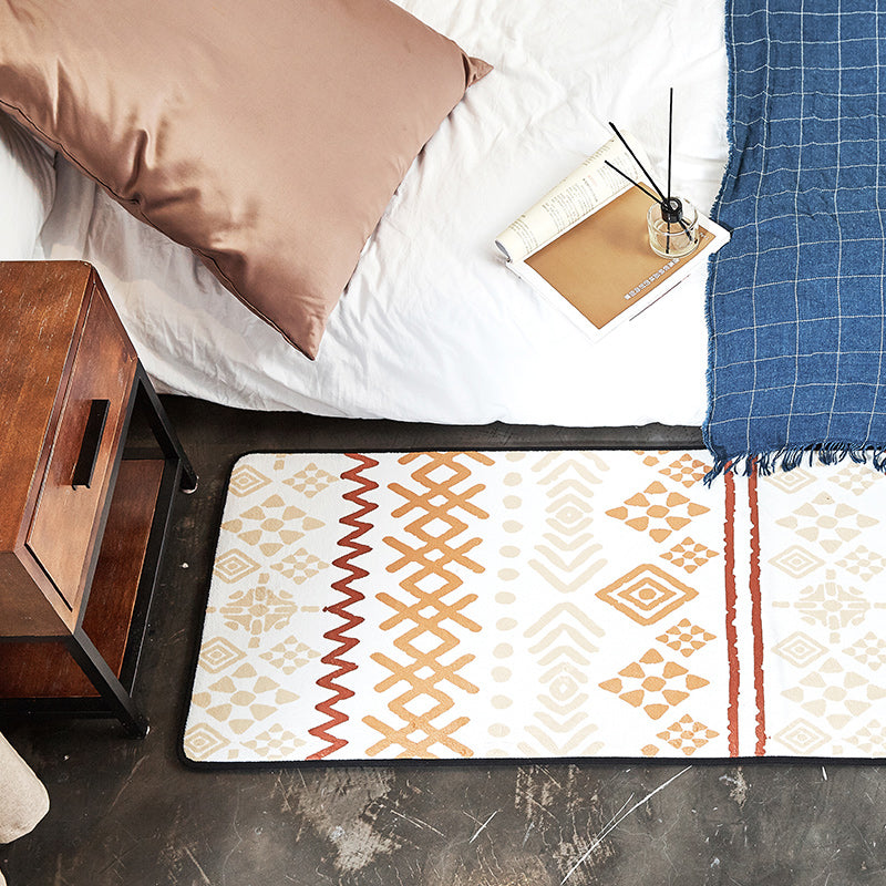 Moroccan Bedroom Rug Multicolor Tribal Print Area Rug Polypropylene Non-Slip Washable Easy Care Rug