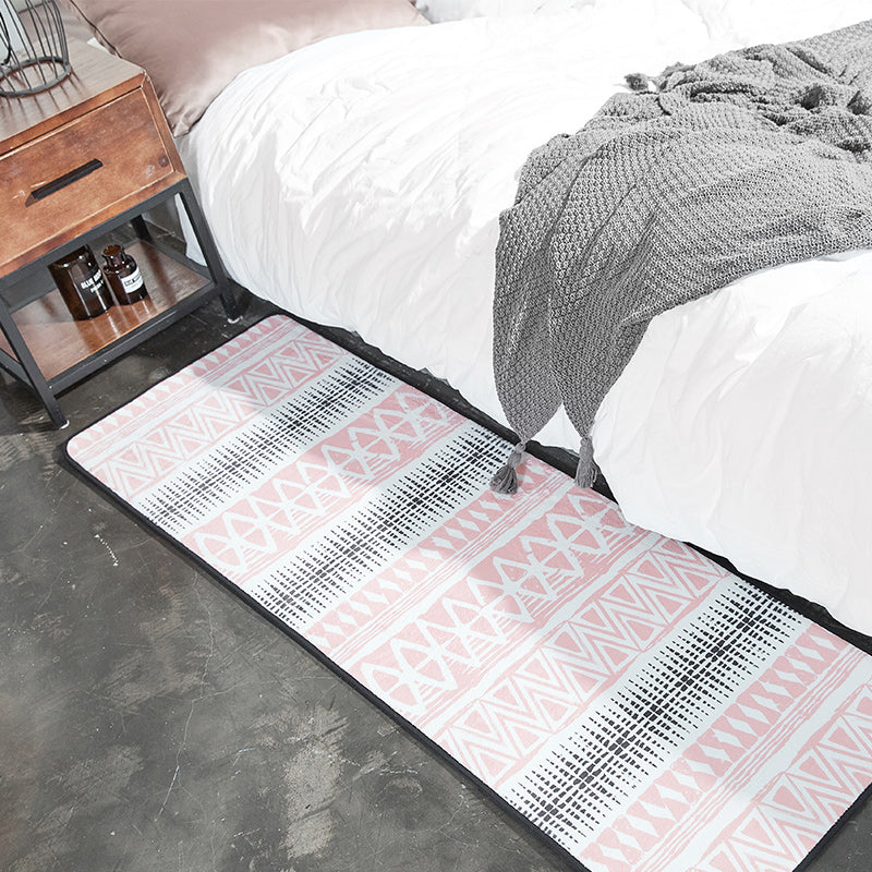 Moroccan Bedroom Rug Multicolor Tribal Print Area Rug Polypropylene Non-Slip Washable Easy Care Rug