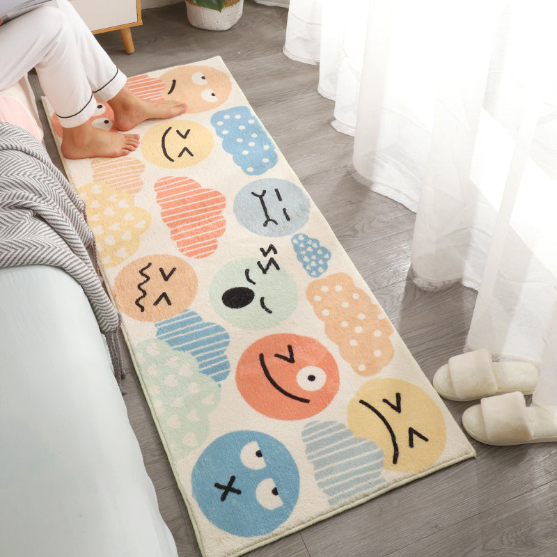Beautiful Children's Room Rug Multi-colored Cartoon Printed Area Rug Lambswool Non-slip Machine Washable Rug