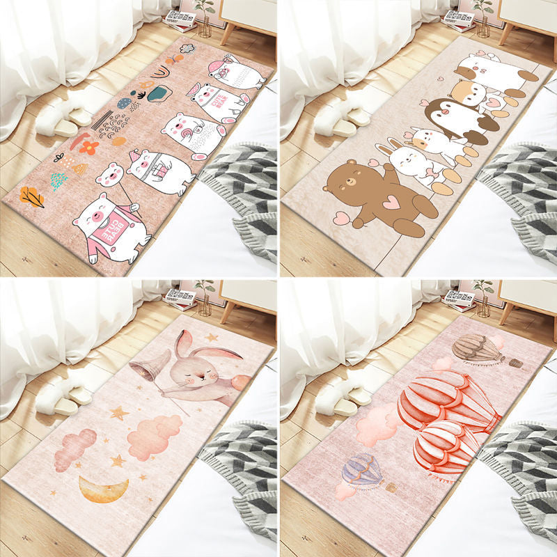 Beautiful Bedroom Rug Multicolor Cartoon Printed Indoor Carpet PVC Non-Slip Back Machine Washable Rug