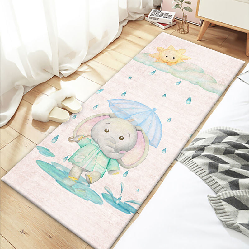 Beautiful Bedroom Rug Multicolor Cartoon Printed Indoor Carpet PVC Non-Slip Back Machine Washable Rug