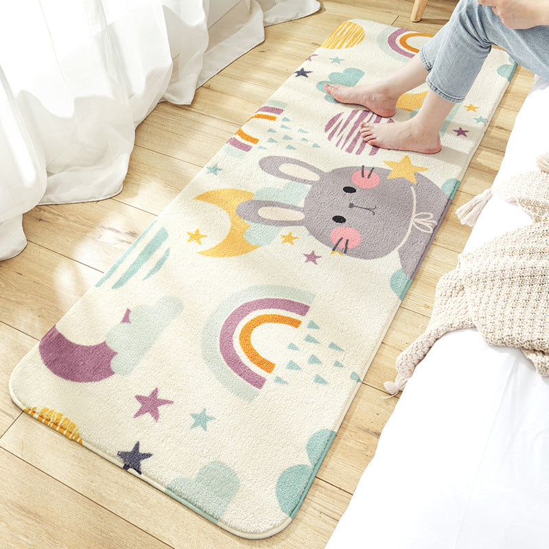 Relaxing Children's Carpet Multicolored Plant Pattern Indoor Carpet Polyester Non-Slip Backing Easy Care Carpet