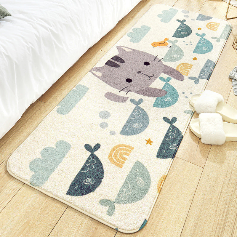 Relaxing Children's Carpet Multicolored Plant Pattern Indoor Carpet Polyester Non-Slip Backing Easy Care Carpet
