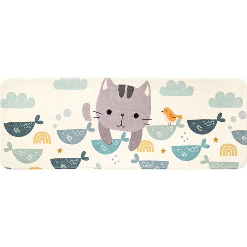 Relaxing Children's Carpet Multicolored Plant Pattern Indoor Carpet Polyester Non-Slip Backing Easy Care Carpet