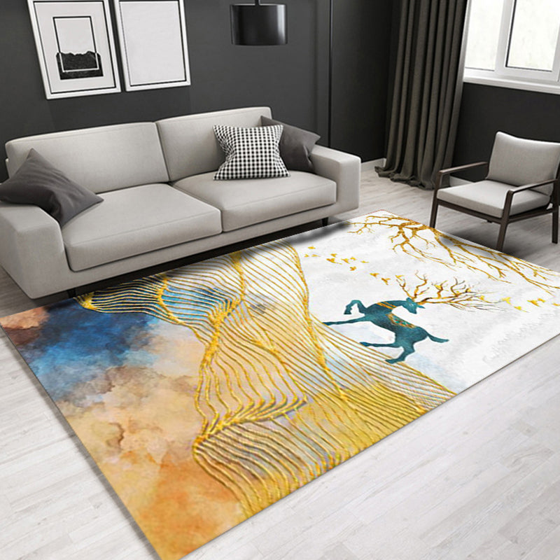 Glam Modern Rug Multicolored 3D Plant Pattern Rug Pet Friendly Non-Slip Machine Washable Rug for the Living Room
