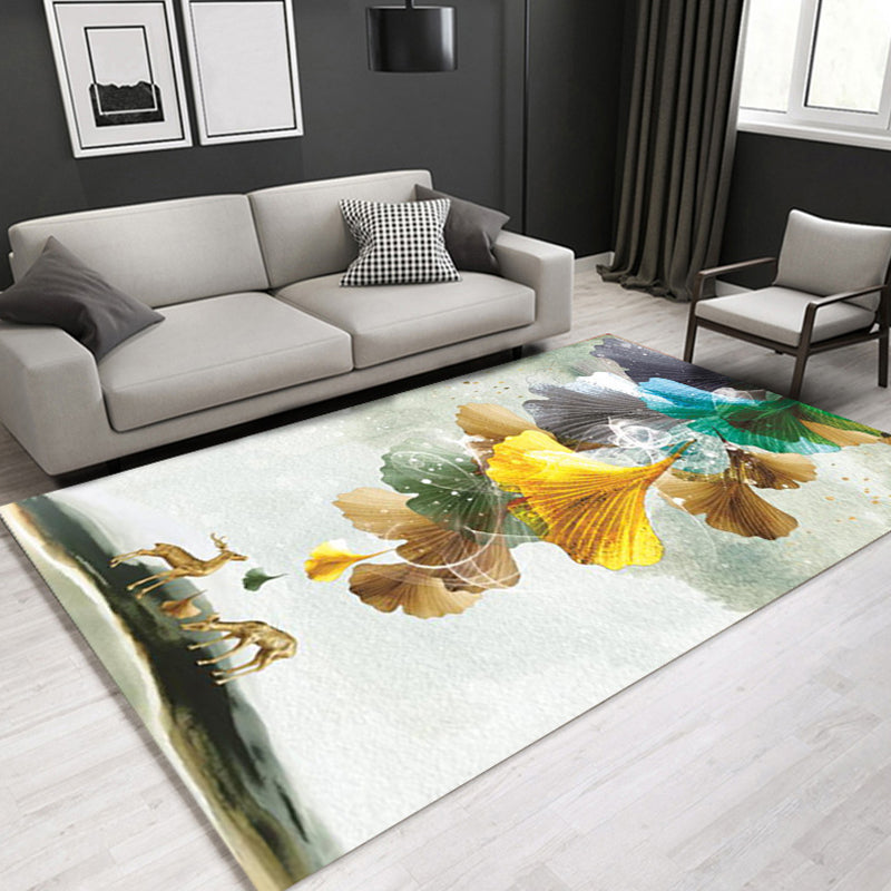 Glam Modern Rug Multicolored 3D Plant Pattern Rug Pet Friendly Non-Slip Machine Washable Rug for the Living Room