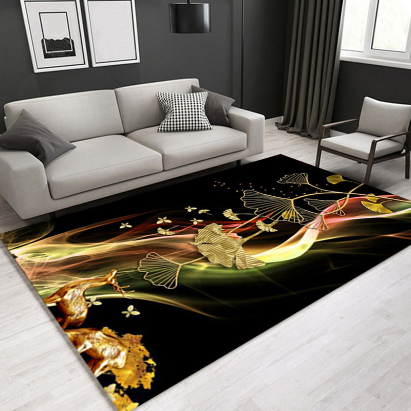 Glam Modern Rug Multicolored 3D Plant Pattern Rug Pet Friendly Non-Slip Machine Washable Rug for the Living Room