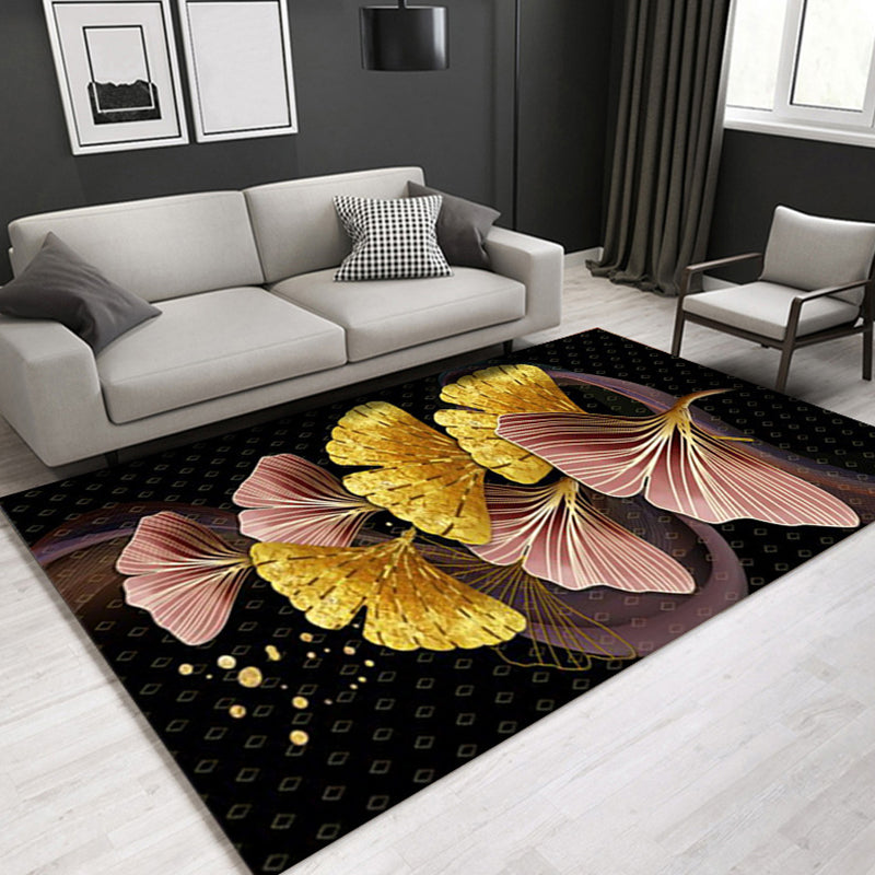 Glam Modern Rug Multicolored 3D Plant Pattern Rug Pet Friendly Non-Slip Machine Washable Rug for the Living Room