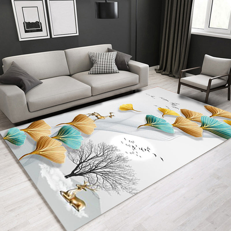 Glam Modern Rug Multicolored 3D Plant Pattern Rug Pet Friendly Non-Slip Machine Washable Rug for the Living Room