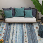 Natural Living Room Carpet Multicolor Geo Pattern Indoor Carpet Polypropylene Non-Slip Machine Washable Area Rug