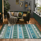 Natural Living Room Carpet Multicolor Geo Pattern Indoor Carpet Polypropylene Non-Slip Machine Washable Area Rug