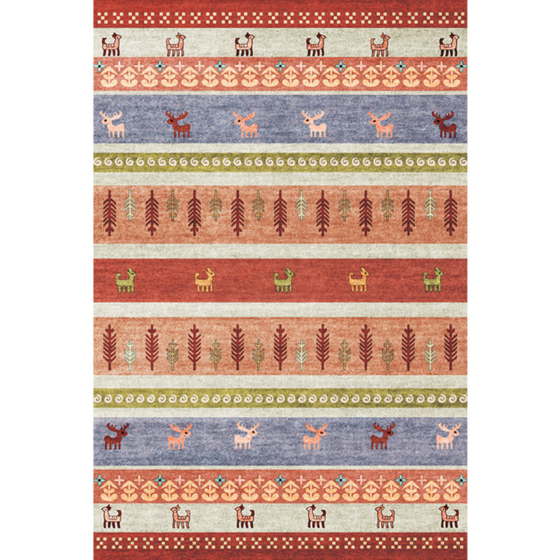 Natural Living Room Carpet Multicolor Geo Pattern Indoor Carpet Polypropylene Non-Slip Machine Washable Area Rug