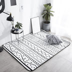 Black Living Room Rug Nordic Geometric Print Area Rug Polypropylene Non-Slip Pet Friendly Easy Care Rug