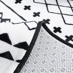 Black Living Room Rug Nordic Geometric Print Area Rug Polypropylene Non-Slip Pet Friendly Easy Care Rug