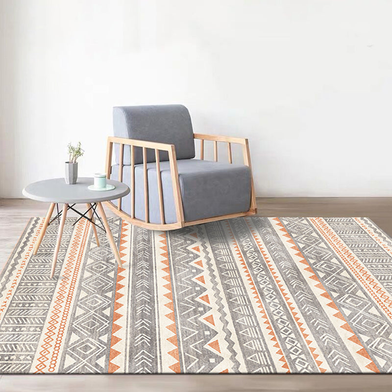 Natural Living Room Rug Multicolor Geo Printed Piece Rug Synthetic Non-Slip Back Pet Friendly Indoor Rug