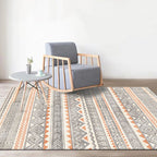 Natural Living Room Rug Multicolor Geo Printed Piece Rug Synthetic Non-Slip Back Pet Friendly Indoor Rug
