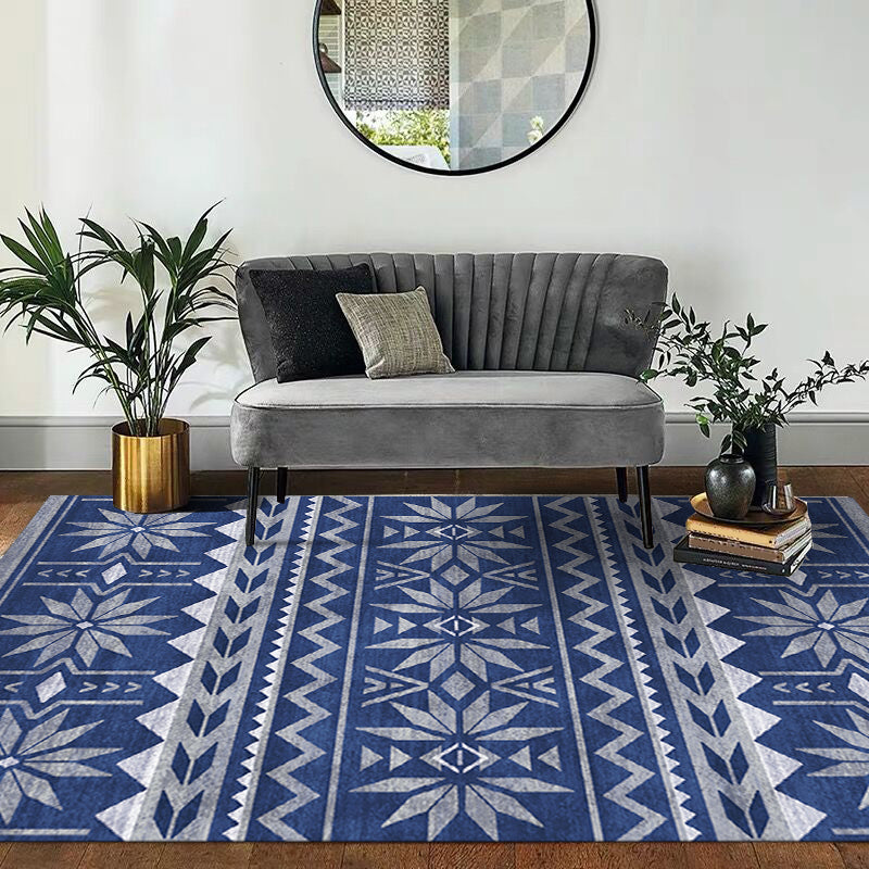 Natural Living Room Rug Multicolor Geo Printed Piece Rug Synthetic Non-Slip Back Pet Friendly Indoor Rug