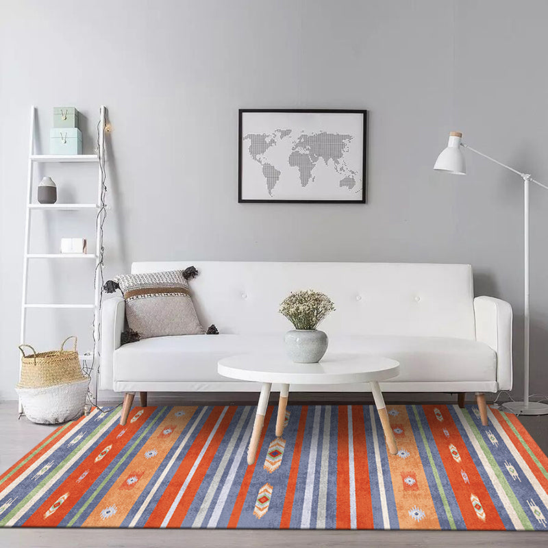 Natural Living Room Rug Multicolor Geo Printed Piece Rug Synthetic Non-Slip Back Pet Friendly Indoor Rug