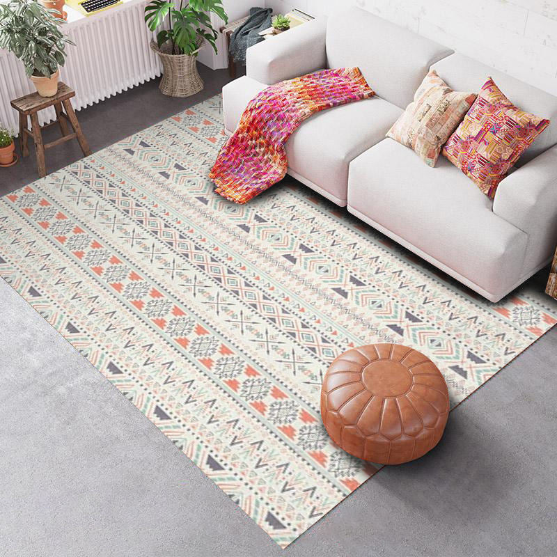Southwest Geo Pattern Rug Multicolored Polyester Area Rug Easy Care Pet Friendly Washable Area Rug for Rooms