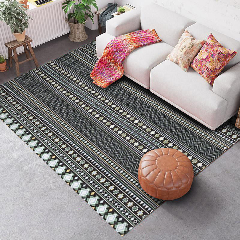 Southwest Geo Pattern Rug Multicolored Polyester Area Rug Easy Care Pet Friendly Washable Area Rug for Rooms