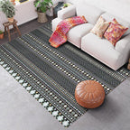 Southwest Geo Pattern Rug Multicolored Polyester Area Rug Easy Care Pet Friendly Washable Area Rug for Rooms