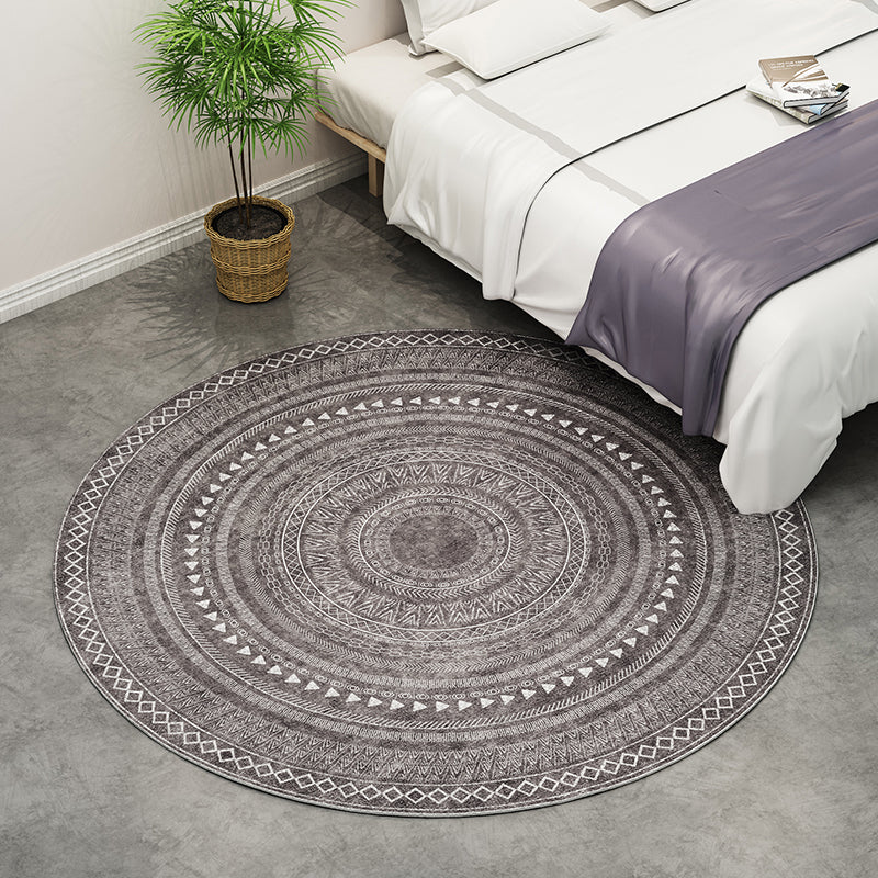 Southwest Bedroom Rug Multicolored Geometric Pattern Indoor Rug Polyester Non-Slip Back Pet-Friendly Area Rug
