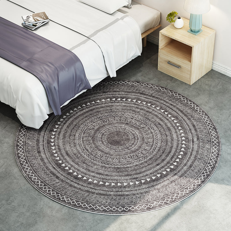 Southwest Bedroom Rug Multicolored Geometric Pattern Indoor Rug Polyester Non-Slip Back Pet-Friendly Area Rug