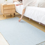 Land bedroom carpet multicolored solid color carpet cotton pet friendly easy to maintain indoor carpet with tassels