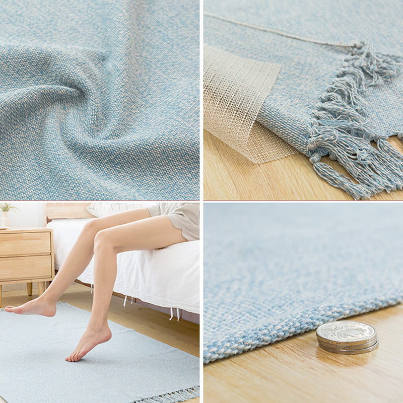 Land bedroom carpet multicolored solid color carpet cotton pet friendly easy to maintain indoor carpet with tassels