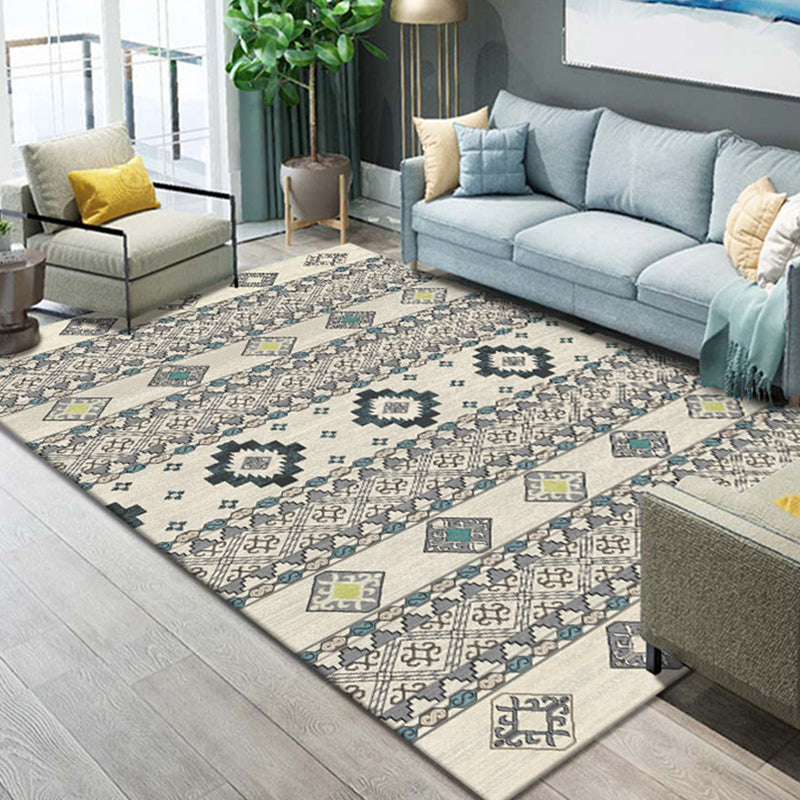 Western Parlor Rug Multicolored Geometric Pattern Area Rug Polypropylene Easy Care Pet Friendly Washable Indoor Rug