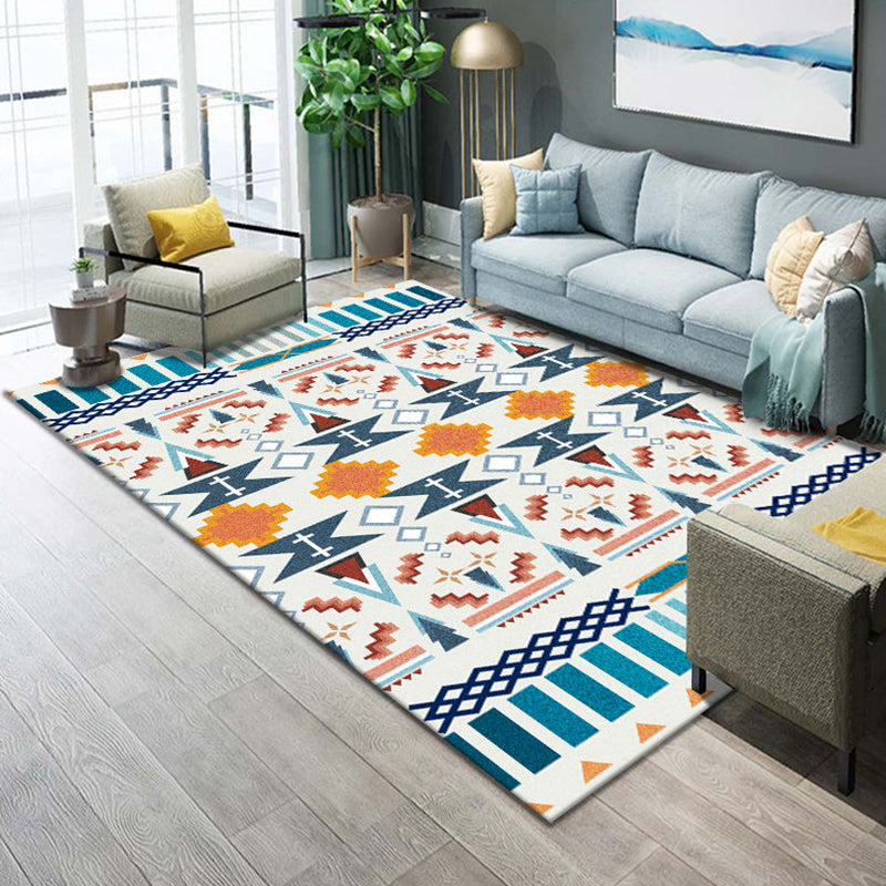 Western Parlor Rug Multicolored Geometric Pattern Area Rug Polypropylene Easy Care Pet Friendly Washable Indoor Rug