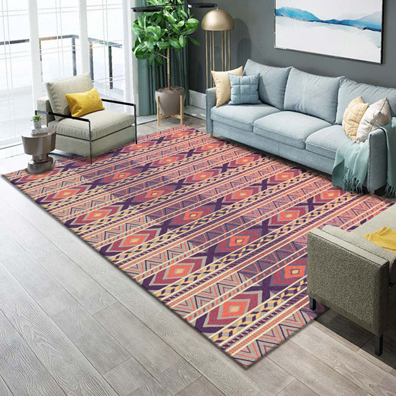 Western Parlor Rug Multicolored Geometric Pattern Area Rug Polypropylene Easy Care Pet Friendly Washable Indoor Rug