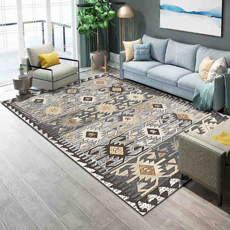 Western Parlor Rug Multicolored Geometric Pattern Area Rug Polypropylene Easy Care Pet Friendly Washable Indoor Rug