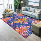 Western Parlor Rug Multicolored Geometric Pattern Area Rug Polypropylene Easy Care Pet Friendly Washable Indoor Rug