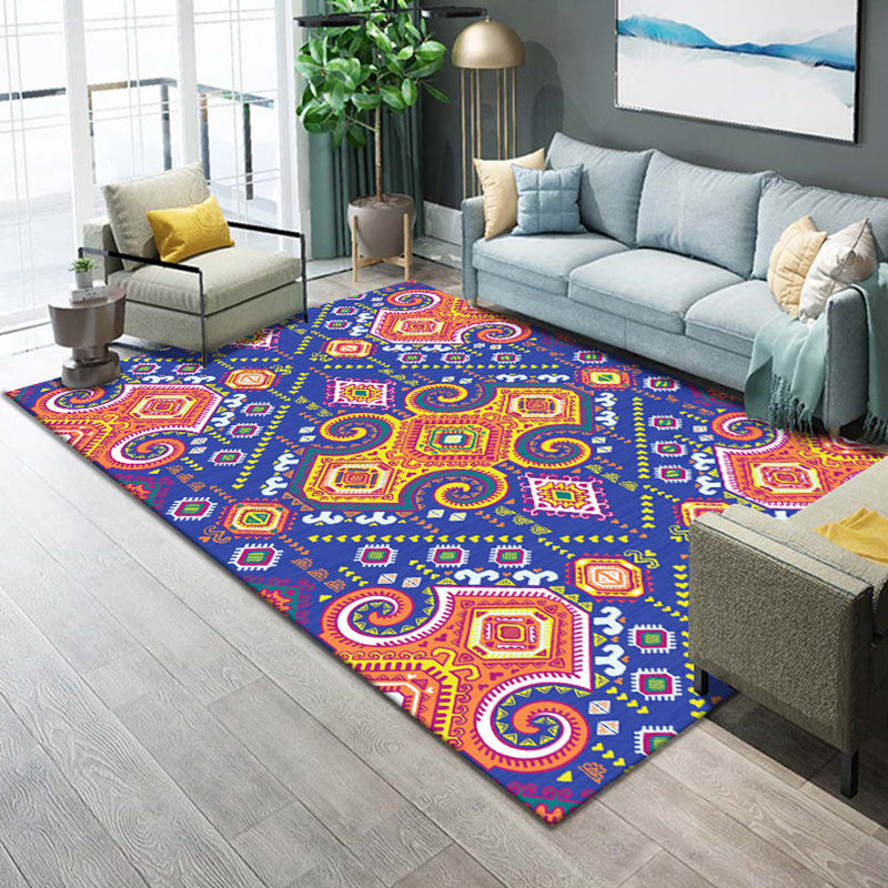 Western Parlor Rug Multicolored Geometric Pattern Area Rug Polypropylene Easy Care Pet Friendly Washable Indoor Rug