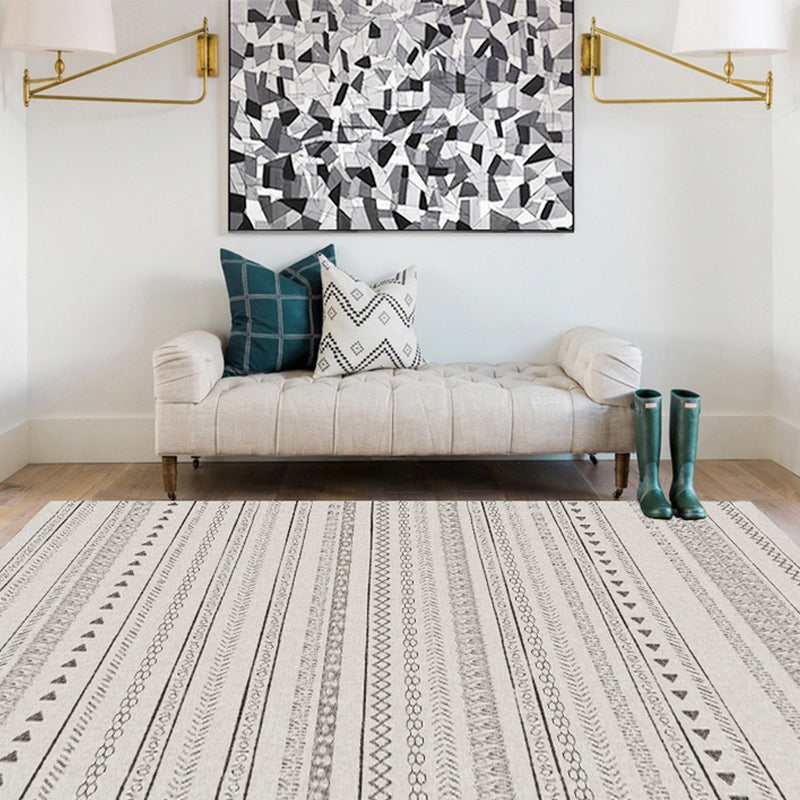 Bohemian Living Room Rug Multicolor Geometric Pattern Rug Polyester Non-Slip Mat Pet-Friendly Indoor Rug