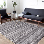 Bohemian Living Room Rug Multicolor Geometric Pattern Rug Polyester Non-Slip Mat Pet-Friendly Indoor Rug