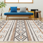 Bohemian Living Room Rug Multicolor Geometric Pattern Rug Polyester Non-Slip Mat Pet-Friendly Indoor Rug