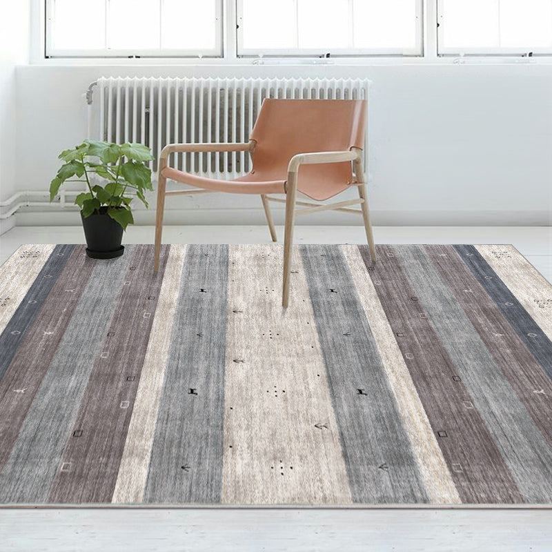 Bohemian Living Room Rug Multicolor Geometric Pattern Rug Polyester Non-Slip Mat Pet-Friendly Indoor Rug
