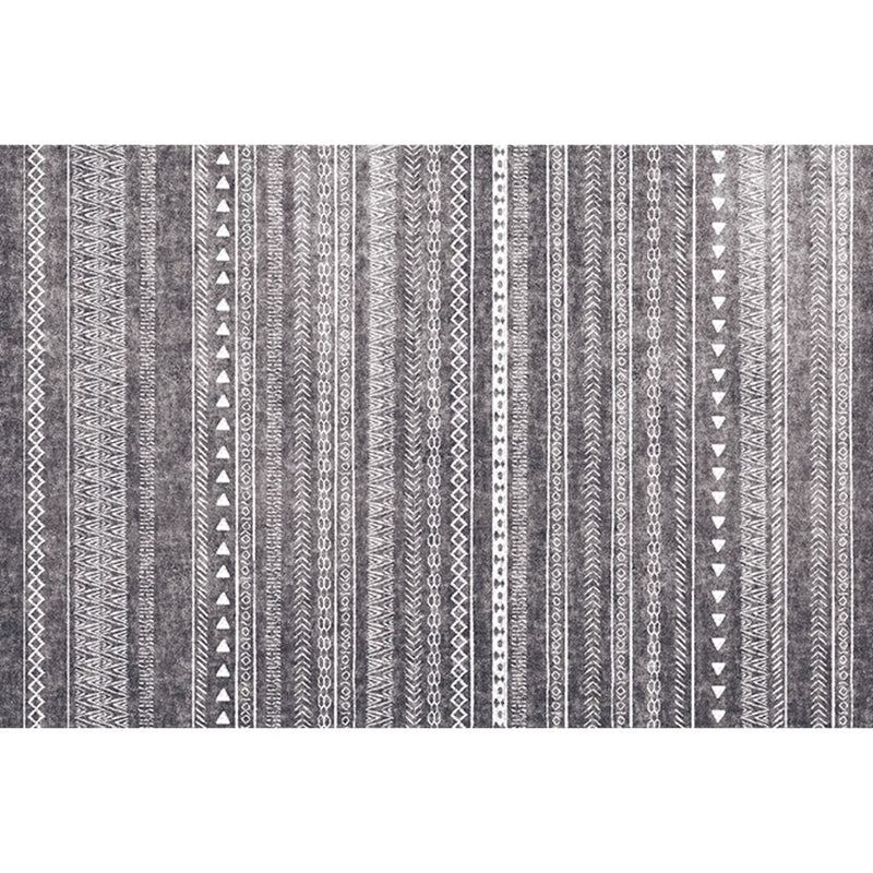 Bohemian Living Room Rug Multicolor Geometric Pattern Rug Polyester Non-Slip Mat Pet-Friendly Indoor Rug