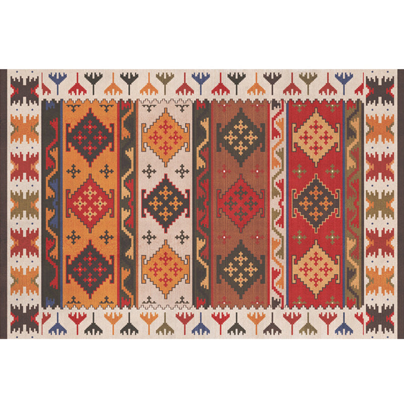 Red Southwest Rug Polypropylene geometric pattern area rug non-slip backing machine washable easy care indoor rug for living room